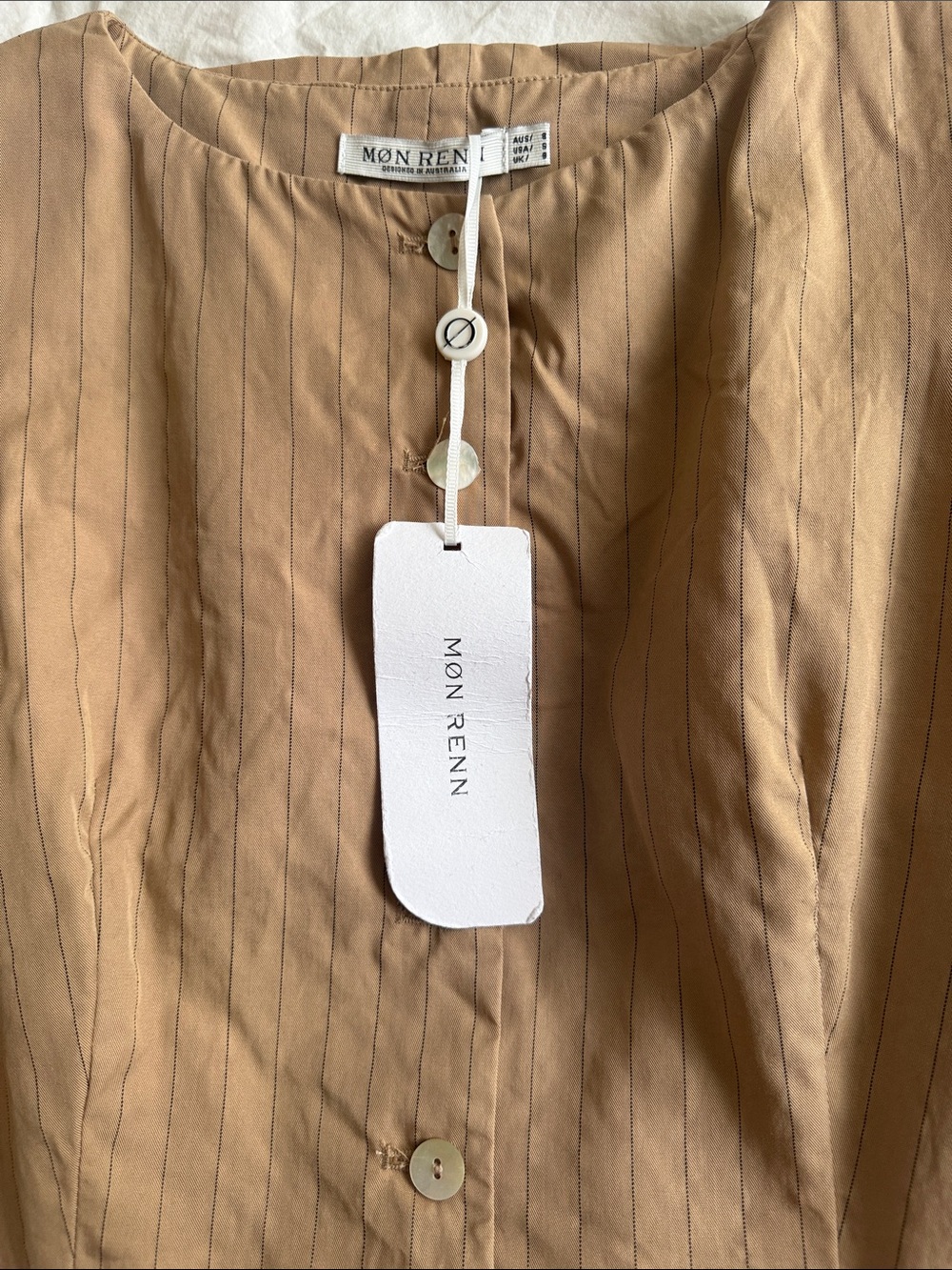 Sleeveless Button-Front Shift Dress in Brown - Picture 3 of 3